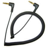 3.5mm Audio Cable Aux-in Car Stereo Speaker Cord - Right Angle - Coiled - Black - Fonus F95