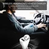 Mono Bluetooth Earphone Wireless Earbud Car Charger Combo - White - L89
