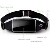 Waist Bag Sports Running Cover - Touch Screen Window - L - Reflective - Black - Fonus C66