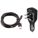 2-in-1 Car Home Charger 6ft Micro USB Cable Long Cord Travel Power Adapter Charging Wire Folding Prongs - ZDY09