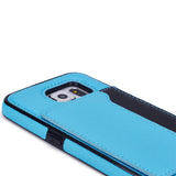 Leather Case Luxury Wallet Cover Credit Card ID Slot Stand - Aqua Blue - Selna N86