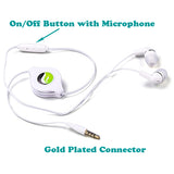 Retractable Earphones 3.5mm Headphones - In-Ear Earbuds - White - Fonus S38
