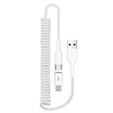 Coiled USB Cable Charger Cord Power Wire Sync White - ZDK34