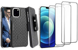 Belt Clip Case and 3 Pack Screen Protector Swivel Holster Ceramics Kickstand Cover Matte 3D Curved Edge - ZDM27+3T03