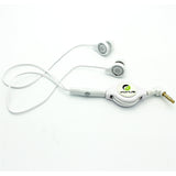 Retractable Earphones 3.5mm Headphones - In-Ear Earbuds - White - Fonus B72