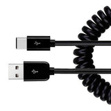 6ft USB-C Cable Charger Power Cord - Coiled - Black - Fonus F48 298-1