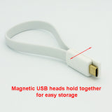 Short Micro USB Cable Charger Cord - Flat - Magnetic - White - Fonus M46