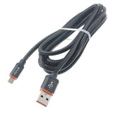 6ft Long Micro USB Cable Power Cord - PU Leather - Black - Fonus M25