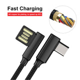 6ft USB-C Cable Charger Cord -90 Degree Right Angle - Braided - Black - Fonus R31