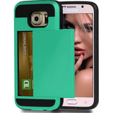 Hybrid Case Dual Layer Armor Bumper Cover - ID Card Slot - Green - Selna N14
