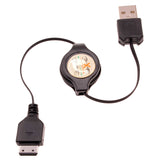 Retractable S20-Pin USB Cable Charger Cord - Black - ZA1