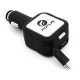 Retractable Car Charger 2-Port USB - MicroUSB - Fonus M89