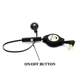 Retractable Mono Earphone 3.5mm Headphone - In-Ear Single Earbud - Black - Fonus J80