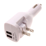 2-in-1 Car Home Charger Coiled USB Cable Micro-USB to USB-C Adapter Charger Cord Power Wire Folding Prongs - ZDK12