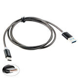 3ft USB-C Cable Charger Cord - Metal - Black - Fonus E82