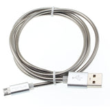 3ft Micro USB Cable Charger Cord - Metal - Silver - Fonus F51