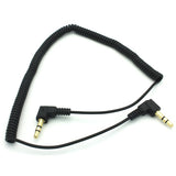 3.5mm Audio Cable Aux-in Car Stereo Speaker Cord - Right Angle - Coiled - Black - Fonus F95