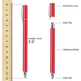 Red Stylus Touch Screen Pen Fiber Tip Aluminum Lightweight - ZDZ57