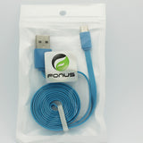 6ft Micro USB Cable Charger Cord - Flat - Blue - Fonus G03