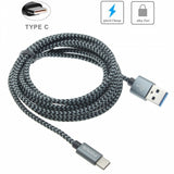 6ft USB-C Cable Charger Power Cord - Braided - Gray - Fonus K27