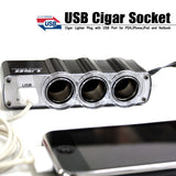 3-Port Socket Car DC Charger Adapter Splitter with USB - M60