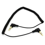 3.5mm Audio Cable Aux-in Car Stereo Speaker Cord - Right Angle - Coiled - Black - Fonus F95