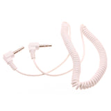 3.5mm Audio Cable Aux-in Car Stereo Speaker Cord - Right Angle - Coiled - White - Fonus G49
