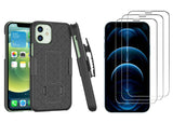 Belt Clip Case and 3 Pack Screen Protector Swivel Holster Tempered Glass Kickstand Cover 9H Hardness Anti-Glare - ZDC26+3F34