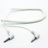 3.5mm Audio Cable Aux-in Car Stereo Speaker Cord - Right Angle - Coiled - White - Fonus G49