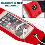 Waist Bag Sports Running Cover - Touch Screen Window - M - Reflective - Red - Fonus E48