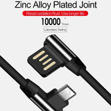 6ft Micro USB Cable Power Cord -90 Degree Right Angle - Braided - Black - Fonus R32
