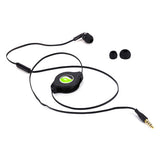Retractable Mono Earphone 3.5mm Headphone In-Ear Single Earbud - Black - Fonus F75