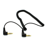 3.5mm Audio Cable Aux-in Car Stereo Speaker Cord - Right Angle - Coiled - Black - Fonus F95