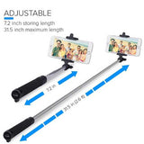 Compact Wired Selfie Stick Monopod Extendable with Built-in Remote Shutter - Fonus B41