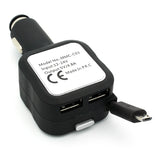 Retractable Car Charger 2-Port USB - MicroUSB - Fonus M89