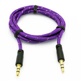 3.5mm Audio Cable Aux-in Car Stereo Speaker Cord - Braided - Purple - Fonus P02