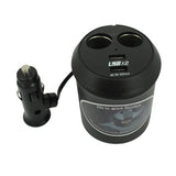 Cup Holder DC Socket Adapter Car Charger - 2-Port USB - Fonus A63