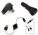 3-in-1 Home Wall Car Charger Set - Retractable Micro USB Cable - B84