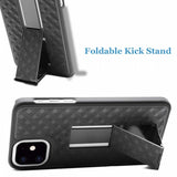 Case Holster Combo Swivel Belt Clip - Shockproof - Kickstand - Black - Fonus J44