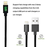 6ft MFI Certified USB to Lightning Cable - Braided - Black - Pinyi - K73