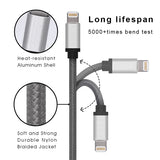 6ft MFI Certified USB to Lightning Cable - Braided - Gray - Pinyi - R24