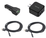 4-in-1 Home Car Charger Set  with Two 6ft MFI Cables - Lightning - K45 1095-1