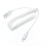 Coiled USB Cable Charger Cord Power Wire Sync White - ZDK34