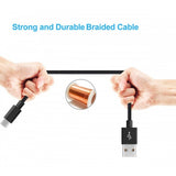 6ft USB-C Cable Charger Cord - Cotton Braided - Black - Fonus K96