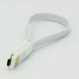 Short Micro USB Cable Charger Cord - Flat - Magnetic - White - Fonus M46
