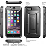 Hybrid Case Rugged Holster Swivel Belt Clip - Built-in Screen Protector - Black - Selna L01