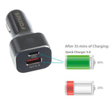 36W 2-Port USB Car Fast Charger Type-C PD Port - QC3.0 - Fonus S40