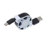 Retractable USB-C Cable Charger Power Cord - Black - Fonus C87