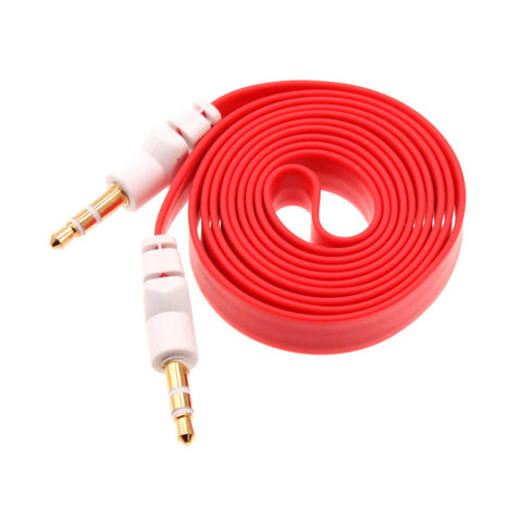 3.5mm Audio Cable Aux-in Car Stereo Speaker Cord - Flat - Red - Fonus B61