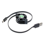 Retractable USB-C Cable Charger Power Cord - Black - Fonus K37